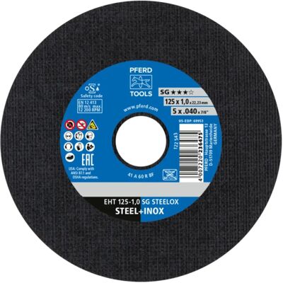 PFERD EHT 125-1,0 SG STEELOX - Discus de coupe for steel & inox PFERD EHT 125-1,0 SG STEELOX - Discus de coupe for steel & inox