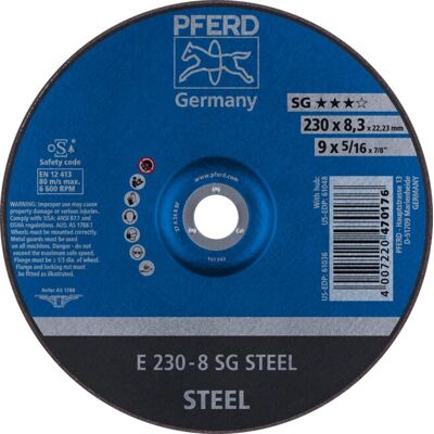 PFERD E 230-8 SG Stahl Schleif- und Entgratscheibe PFERD E 230-8 SG Stahl Schleif- und Entgratscheibe