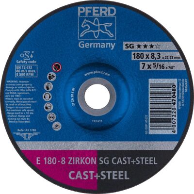 PFERD E 180-8 ZIRKON SG Guss+Stahl Schleifscheibe - Schleif-/Schleifwerkzeug PFERD E 180-8 ZIRKON SG Guss+Stahl Schleifscheibe - Schleif-/Schleifwerkzeug