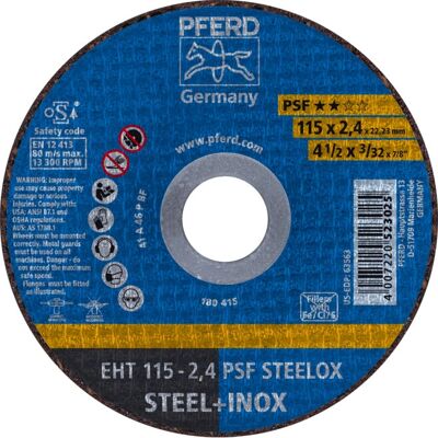 PFERD EHT 115-2,4 PSF STEELOX accessorio per smerigliatrice angolare - Accessorio per smerigliatrice PFERD EHT 115-2,4 PSF STEELOX accessorio per smerigliatrice angolare - Accessorio per smerigliatrice