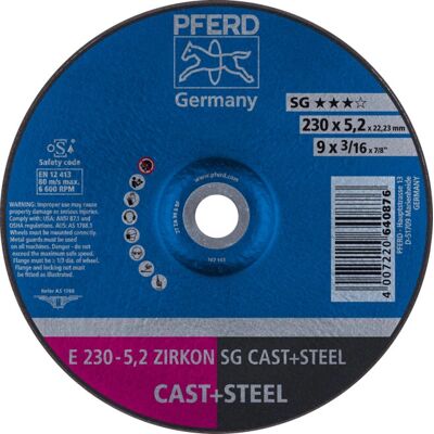 PFERD 62223527 E 230-5,2 ZIRKON SG Schleifscheibe PFERD 62223527 E 230-5,2 ZIRKON SG Schleifscheibe