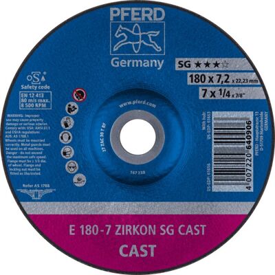 PFERD E 180-7 ZIRKON SG Gießereischleifscheibe PFERD E 180-7 ZIRKON SG Gießereischleifscheibe