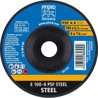 PFERD E 100-6 PSF Stahl Schleifscheibe - Trenn- & Schleifpapier PFERD E 100-6 PSF Stahl Schleifscheibe - Trenn- & Schleifpapier
