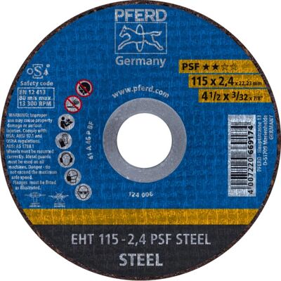 PFERD EHT 115-2,4 PSF STEEL Winkelschleifer Zubehör - Trennscheibe für Stahl PFERD EHT 115-2,4 PSF STEEL Winkelschleifer Zubehör - Trennscheibe für Stahl
