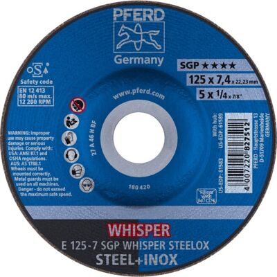 PFERD 62212848 Accessorio per Smerigliatrice - 125mm, Abrasivo in Corindone, Acciaio & Inox PFERD 62212848 Accessorio per Smerigliatrice - 125mm, Abrasivo in Corindone, Acciaio & Inox