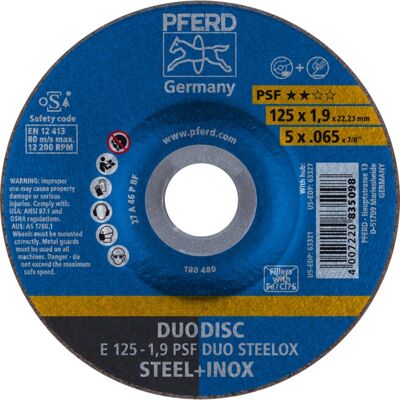 Hoekslijper Accessoire PFERD 62012630 - 125mm, 1.9mm, Steelox, 10 stuks Hoekslijper Accessoire PFERD 62012630 - 125mm, 1.9mm, Steelox, 10 stuks