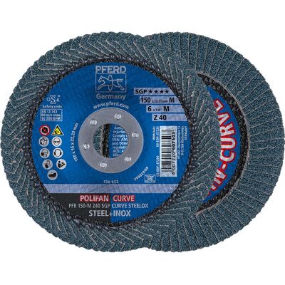 PFERD PFR 150x22,23 mm Vinkelslipstillbehör - Zirkon-kurva, 40 korn, Stål/Rostfritt PFERD PFR 150x22,23 mm Vinkelslipstillbehör - Zirkon-kurva, 40 korn, Stål/Rostfritt