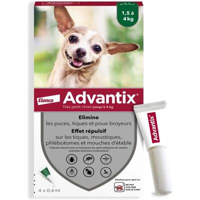 Advantix Perro Pequeño 1,5-4kg Pipetas - Prevención de Pulgas y Garrapatas Advantix Perro Pequeño 1,5-4kg Pipetas - Prevención de Pulgas y Garrapatas