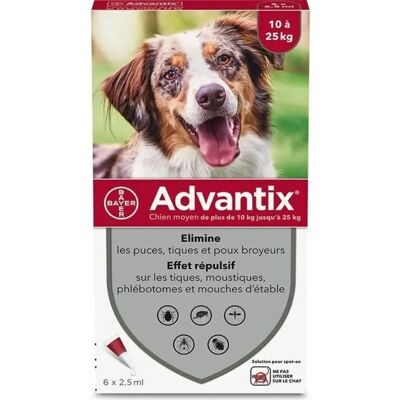 Advantix Modello - Cane Medio - Protezione contro pulci e zecche - 10-25kg Advantix Modello - Cane Medio - Protezione contro pulci e zecche - 10-25kg
