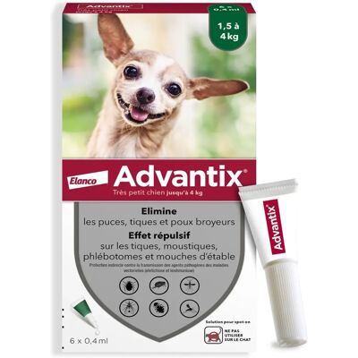 Advantix Pipette für Hunde 1,5-4kg - Anti-Parasiten - 6 Pipetten Advantix Pipette für Hunde 1,5-4kg - Anti-Parasiten - 6 Pipetten