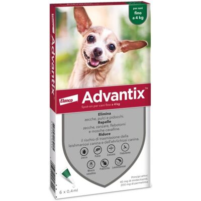Elanco Advantix - Protezione contro pulci, zecche, zanzare & leishmaniosi - 6 pipette Elanco Advantix - Protezione contro pulci, zecche, zanzare & leishmaniosi - 6 pipette