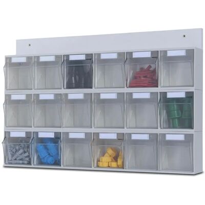 Juego de pared Hünersdorff MultiStore - Sistema de almacenamiento de 3x6 cajones Juego de pared Hünersdorff MultiStore - Sistema de almacenamiento de 3x6 cajones