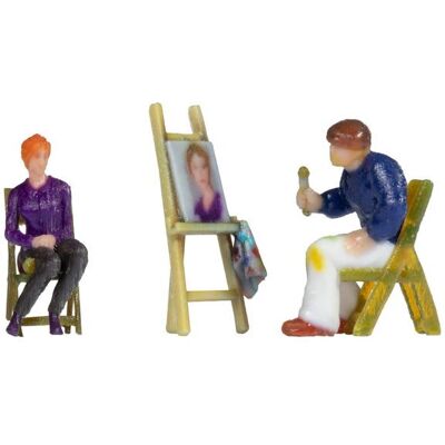 NOCH H0 Pintor con Modelo y Caballete - Accesorio de Modelo NOCH H0 Pintor con Modelo y Caballete - Accesorio de Modelo
