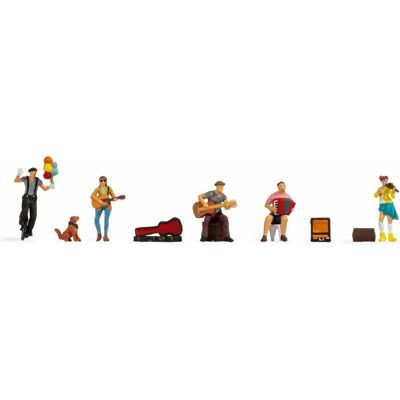 Noch N15597 Straßenkünstler (5) & Hund HO 1:87 Figuren - Modell Noch N15597 Straßenkünstler (5) & Hund HO 1:87 Figuren - Modell
