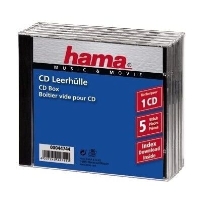 Hama Preto 5-Pack de Caixas para CD - CD Jewel Case Hama Preto 5-Pack de Caixas para CD - CD Jewel Case