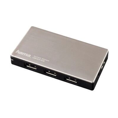 Hama 00054544 Schnittstellen-Hub - 5000 Mbit/s - Schwarz, Silber Hama 00054544 Schnittstellen-Hub - 5000 Mbit/s - Schwarz, Silber