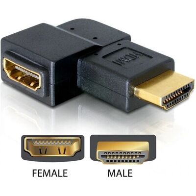 Adaptor HDMI DeLOCK - Mărunt pentru femeie 90° - HDMI 1.3 Adaptor HDMI DeLOCK - Mărunt pentru femeie 90° - HDMI 1.3