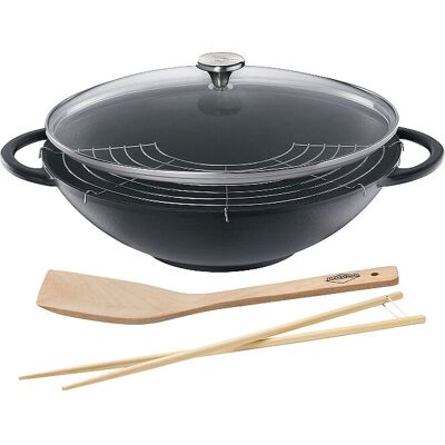 Küchenprofi 0415001037 Padella e Wok - Ghisa, Coperchio in vetro, 36,5cm Küchenprofi 0415001037 Padella e Wok - Ghisa, Coperchio in vetro, 36,5cm