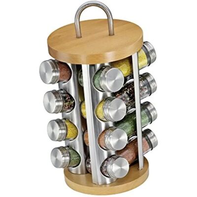 Soporte de Cocina KÜCHENPROFI - 16 Frascos - Acero inoxidable y madera Soporte de Cocina KÜCHENPROFI - 16 Frascos - Acero inoxidable y madera