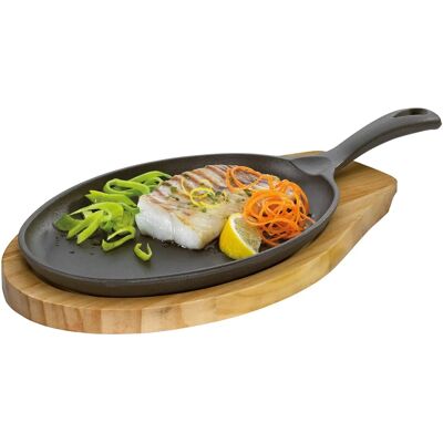 Sartén de hierro fundido Küchenprofi con tabla de madera - Sartén para todo tipo de cocinas Sartén de hierro fundido Küchenprofi con tabla de madera - Sartén para todo tipo de cocinas