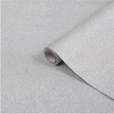 Film vinyle adhésif brillant argent Fablon - 1,5m x 45cm - Publicité Film vinyle adhésif brillant argent Fablon - 1,5m x 45cm - Publicité