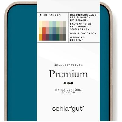 schlafgut Premium Spannbettlaken - Blau - Matratze 90-100cm x 190-220cm schlafgut Premium Spannbettlaken - Blau - Matratze 90-100cm x 190-220cm