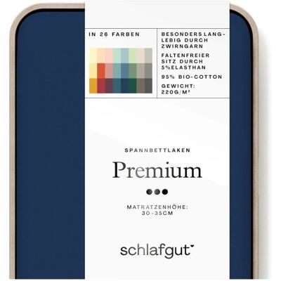 SCHLAFGUT Premium Spannbettlaken - 90-100x190-220cm - blau deep SCHLAFGUT Premium Spannbettlaken - 90-100x190-220cm - blau deep
