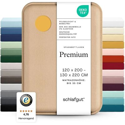 SCHLAFGUT Premium Spannbettlaken - 120-130x200-220 cm, Gelb SCHLAFGUT Premium Spannbettlaken - 120-130x200-220 cm, Gelb