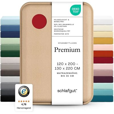 schlafgut Premium Spannbettlaken - 120-130x200-220cm - Rot schlafgut Premium Spannbettlaken - 120-130x200-220cm - Rot