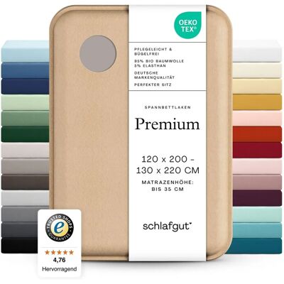 SCHLAFGUT Premium Spannbettlaken - Beige, 120-130x200-220cm, Jersey SCHLAFGUT Premium Spannbettlaken - Beige, 120-130x200-220cm, Jersey
