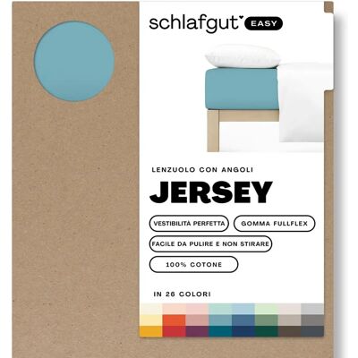 SCHLAFGUT EASY Baumwoll Spannbettlaken - 180-200cm, Blau, Jersey, 22cm SCHLAFGUT EASY Baumwoll Spannbettlaken - 180-200cm, Blau, Jersey, 22cm