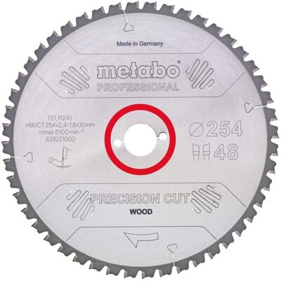 Metabo Kreissägeblatt - Präzisionsschnitt Holz - 250mm, 34Z, 15° Metabo Kreissägeblatt - Präzisionsschnitt Holz - 250mm, 34Z, 15°