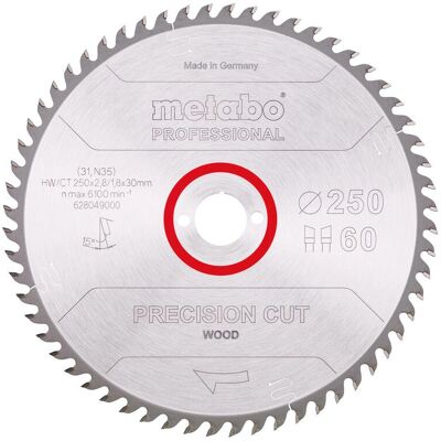 Metabo Kreissägeblatt - Präzisionsholzschnitt - 250mm - Z60 - 15° - Profi Metabo Kreissägeblatt - Präzisionsholzschnitt - 250mm - Z60 - 15° - Profi