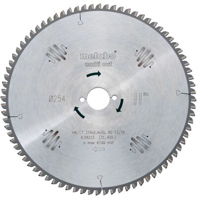 Metabo 628223000 Rundsavsklinge - 254mm, 80 tænder, hårdtmetal Metabo 628223000 Rundsavsklinge - 254mm, 80 tænder, hårdtmetal