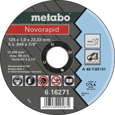 Metabo Novorapid 125mm Inox Trennscheibe - Metall, Edelstahl, Profile Metabo Novorapid 125mm Inox Trennscheibe - Metall, Edelstahl, Profile