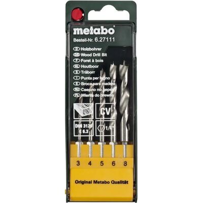 Metabo Holzbohrer-Set - 3 Größen, 6,3 mm, 5 Stück Metabo Holzbohrer-Set - 3 Größen, 6,3 mm, 5 Stück
