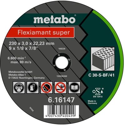 Metabo 616303000 Trennscheibe für Stein und Keramik - 230x3x22,23 mm - 25 Stück Metabo 616303000 Trennscheibe für Stein und Keramik - 230x3x22,23 mm - 25 Stück