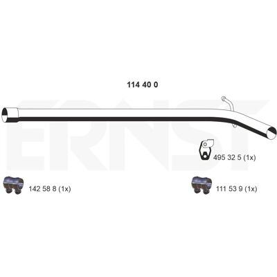 Ernst Uitlaatpijp - 900mm Middenmontage voor VW Polo, Seat Ibiza, Skoda Fabia Ernst Uitlaatpijp - 900mm Middenmontage voor VW Polo, Seat Ibiza, Skoda Fabia