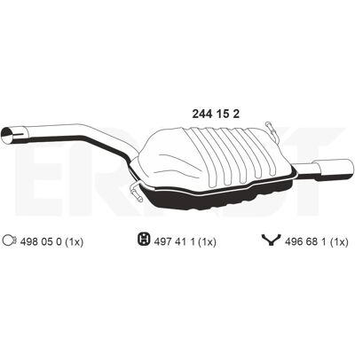 Ernst 244152 Tope de eşapament pentru Audi A4 B6 - Silențios Ernst 244152 Tope de eşapament pentru Audi A4 B6 - Silențios