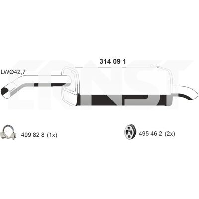 ERNST 314091 Vibrație spate - Eșapament pentru Ford Fiesta VI ERNST 314091 Vibrație spate - Eșapament pentru Ford Fiesta VI