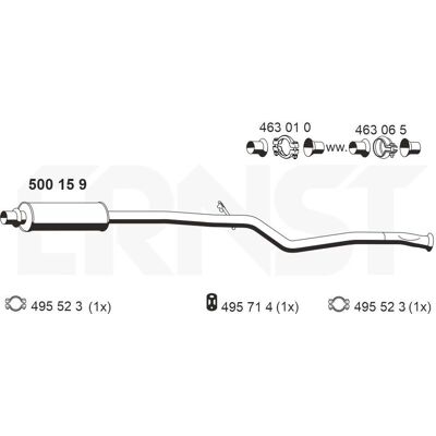 ERNST 1717, 1718, 1728, 1717NE - Mellemlang udstødningslydpotte til Peugeot og Citroën ERNST 1717, 1718, 1728, 1717NE - Mellemlang udstødningslydpotte til Peugeot og Citroën