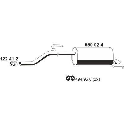 ERNST 550024 Achterdemper Fiat Grande Punto, Punto Evo - Uitlaatdemper ERNST 550024 Achterdemper Fiat Grande Punto, Punto Evo - Uitlaatdemper