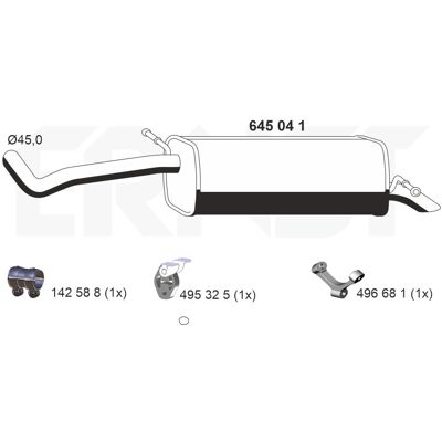 Supresor de ruído trasero Ernst 645041 - Pieza de escape para VW Polo, Seat Ibiza, Skoda Fabia Supresor de ruído trasero Ernst 645041 - Pieza de escape para VW Polo, Seat Ibiza, Skoda Fabia