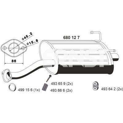ERNST 680127 Achterdemper Honda Civic - Uitlaatluchtdemper ERNST 680127 Achterdemper Honda Civic - Uitlaatluchtdemper