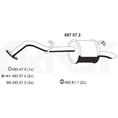 ERST 687072 Toyota Yaris Rear Silencer - Exhaust Silencer ERST 687072 Toyota Yaris Rear Silencer - Exhaust Silencer