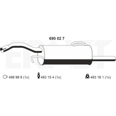 ERNST 690027 Achterdemper voor Mitsubishi Colt 6 ERNST 690027 Achterdemper voor Mitsubishi Colt 6