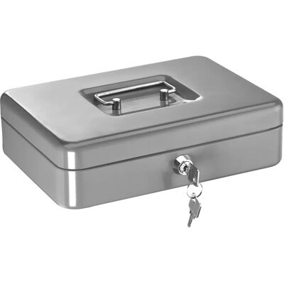 Alco Steel Cash Box with Lock - 250x170x75mm - Silver Alco Steel Cash Box with Lock - 250x170x75mm - Silver