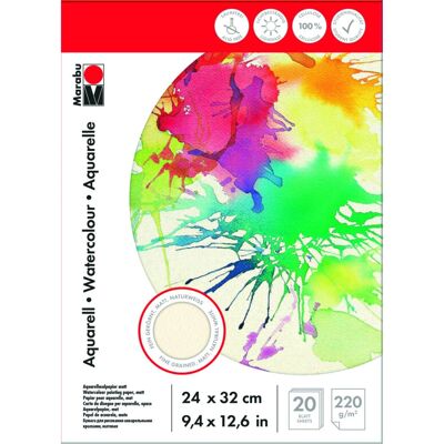 Marabu Aquarellblock - 240x320mm, 20 Blatt - Weiß Marabu Aquarellblock - 240x320mm, 20 Blatt - Weiß