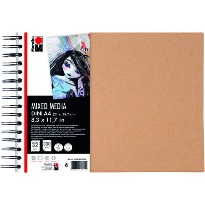 Marabu Art Paper Pad - 32 Sheets - A4 - Thick 300g - Spiral Notebook Marabu Art Paper Pad - 32 Sheets - A4 - Thick 300g - Spiral Notebook