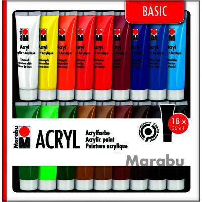 Marabu 1210000000201 Farby Akrylowe Zestaw - Wielokolorowe Narzędzia Artystyczne Marabu 1210000000201 Farby Akrylowe Zestaw - Wielokolorowe Narzędzia Artystyczne